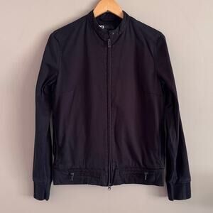 Y-3 Yohji Yamamoto Adidas Black Canvas Moto Jacket Size Medium
